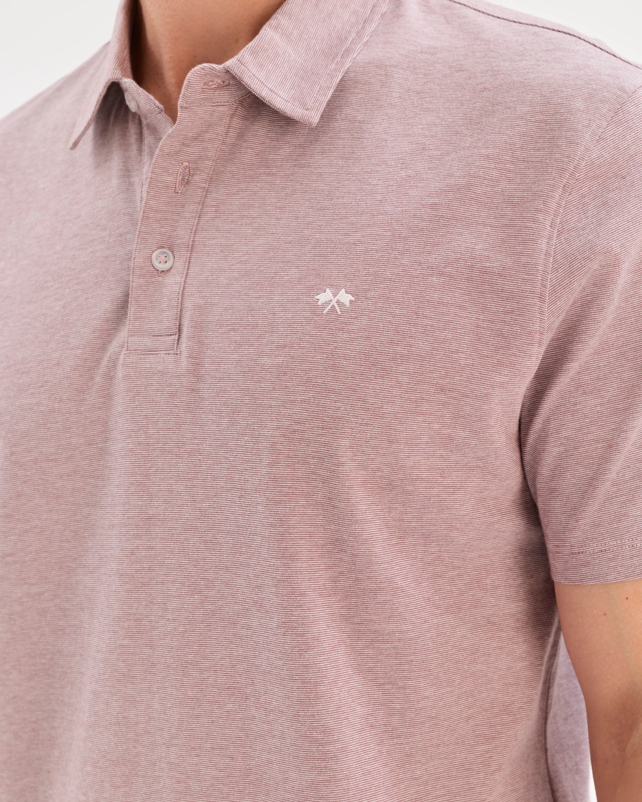 Australian Cotton Textured Jersey Polo Top - Rose Taupe 5 of 6