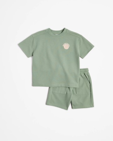 Waffle T-shirt and Short 2 Piece Set