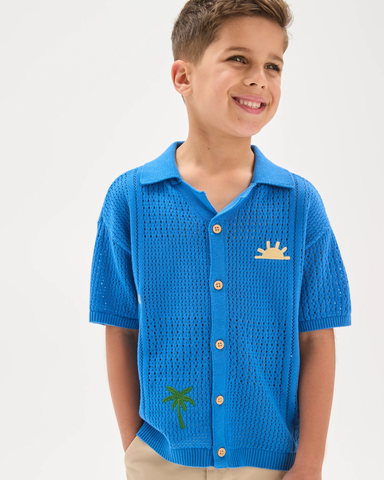 Australian Cotton Short Sleeve Knit Embroidered Shirt  2 of 6