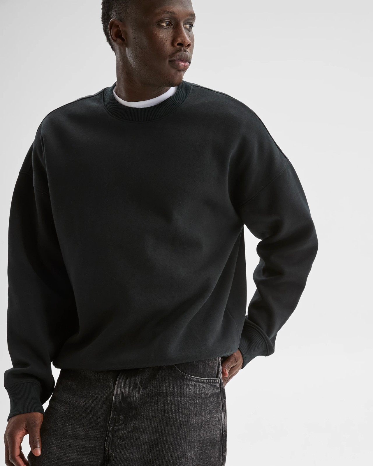 Commons Australian Cotton Blend Oversized Heavyweight Sweat Top - Black 5 of 5