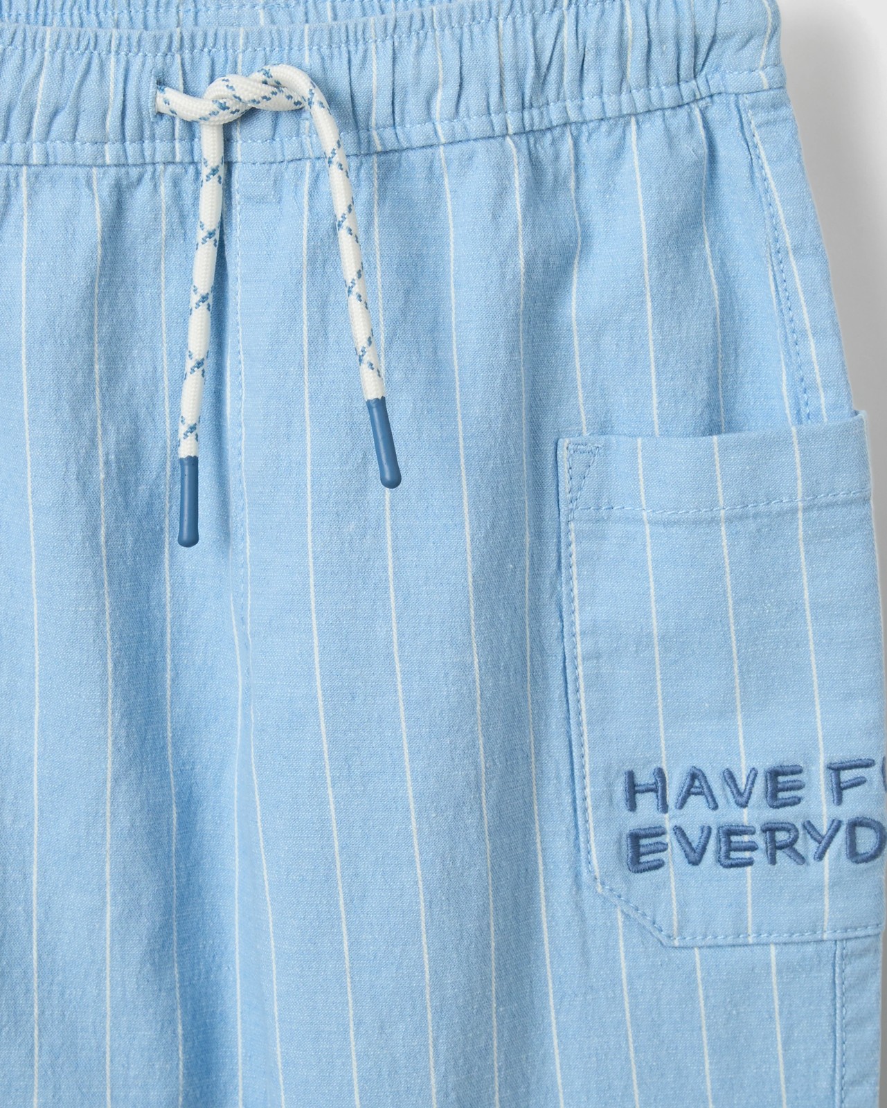 Cotton Rich Lightweight Pull On Balloon Leg Pants - Blue 2 of 2