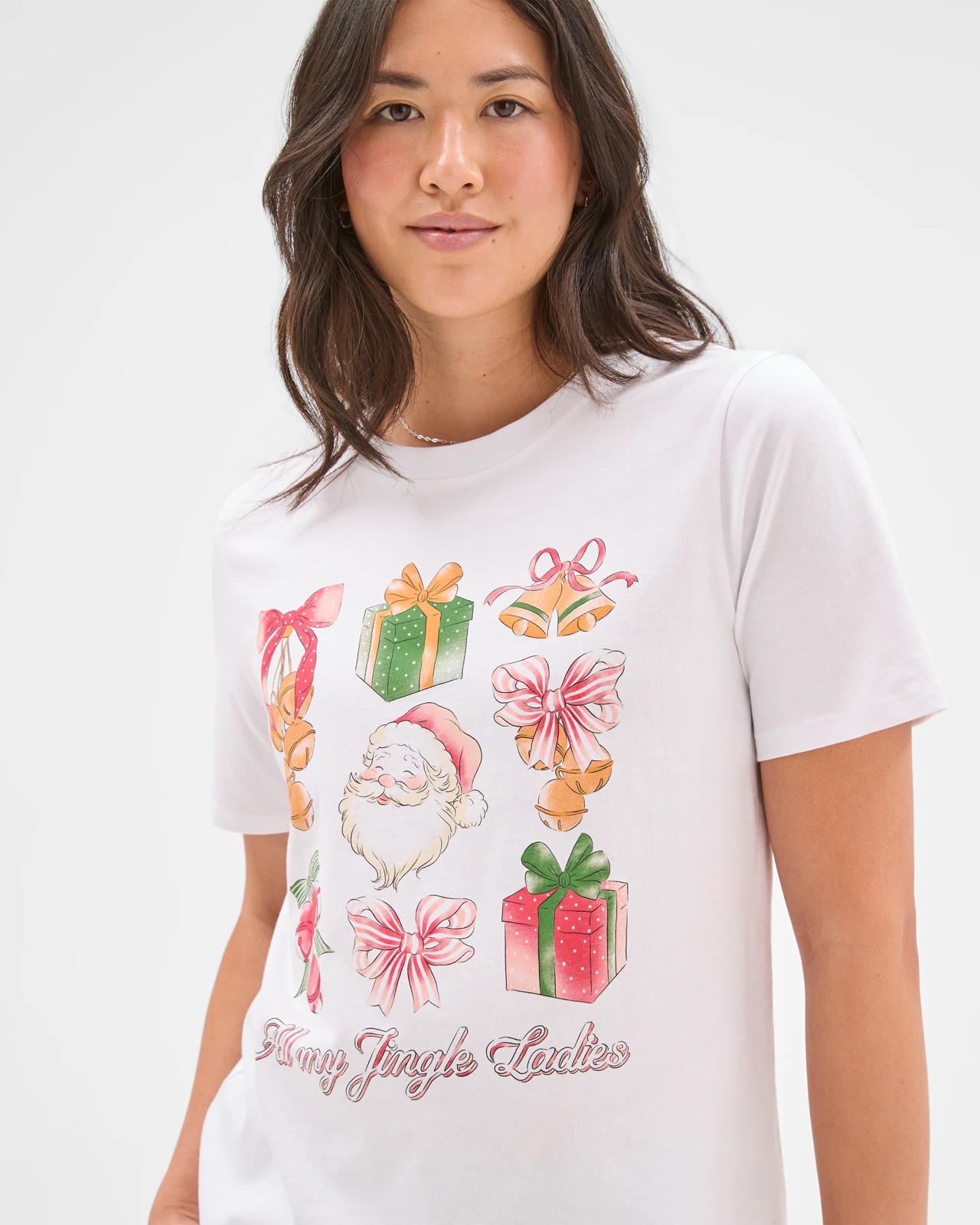 Australian Cotton Printed Christmas T-Shirt - White Santa 3 of 5