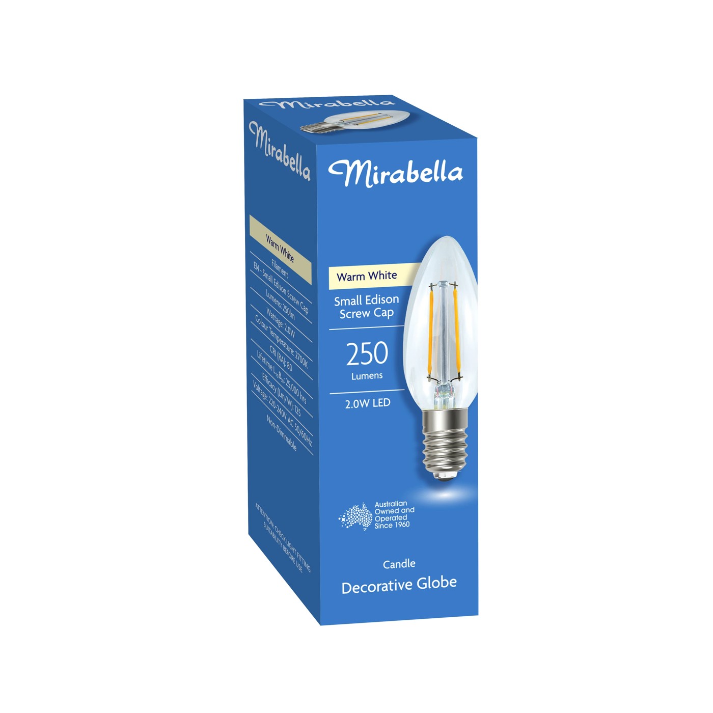 Mirabella Filament LED 2W E14 Small Edison Screw Light Bulb - Clear Warm White 3 of 6