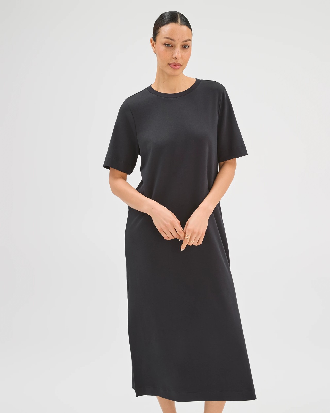 Australian Cotton Maxi T-Shirt Dress - Black 2 of 5