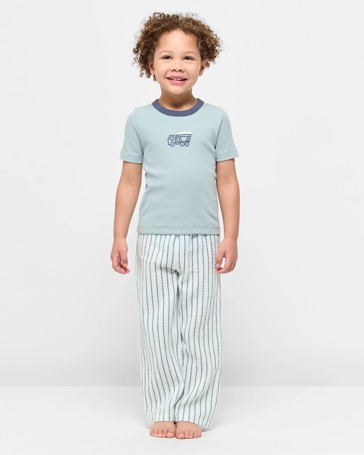 Australian Cotton Younger Boys Print Rib Short Sleeve Pyjama Set