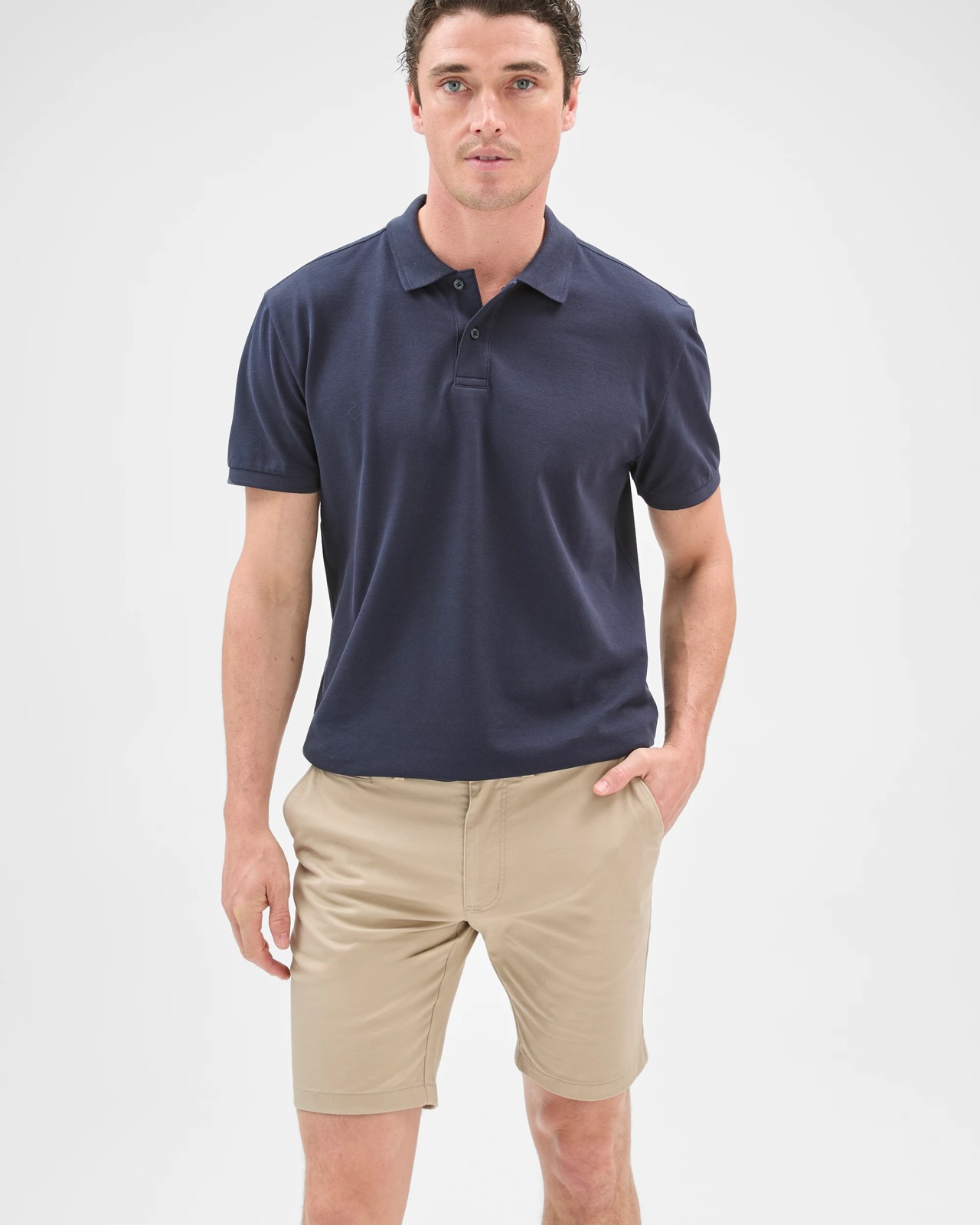 Australian Cotton Slim Chino Shorts - Stone 2 of 6