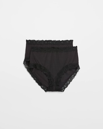 Womens Modal and Lace Full Briefs 2 Pack