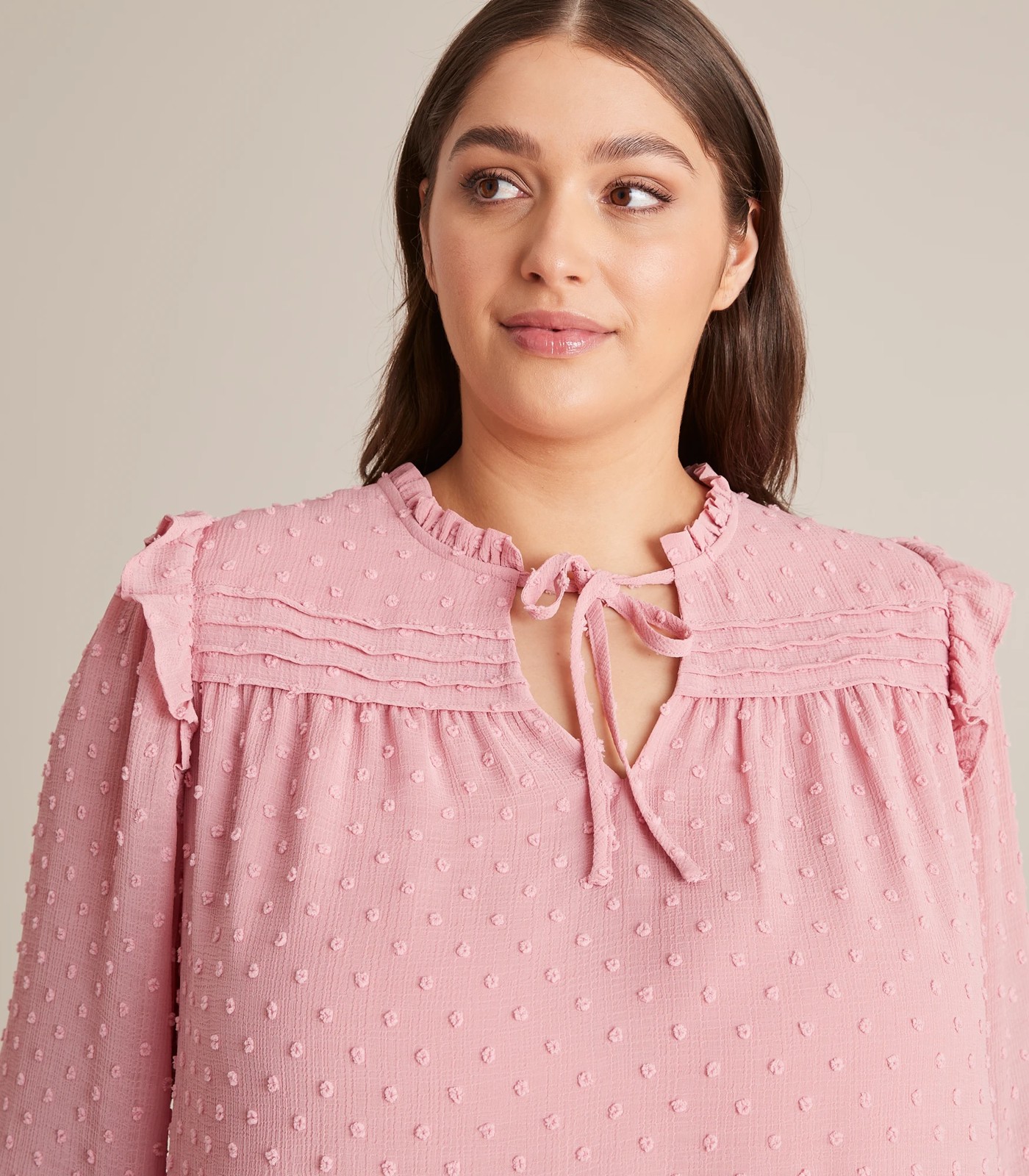 Curve Long Sleeve Pintuck Dobby Blouse 3 of 6