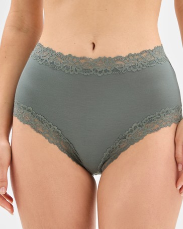 Womens Modal and Lace Full Briefs 2 Pack
