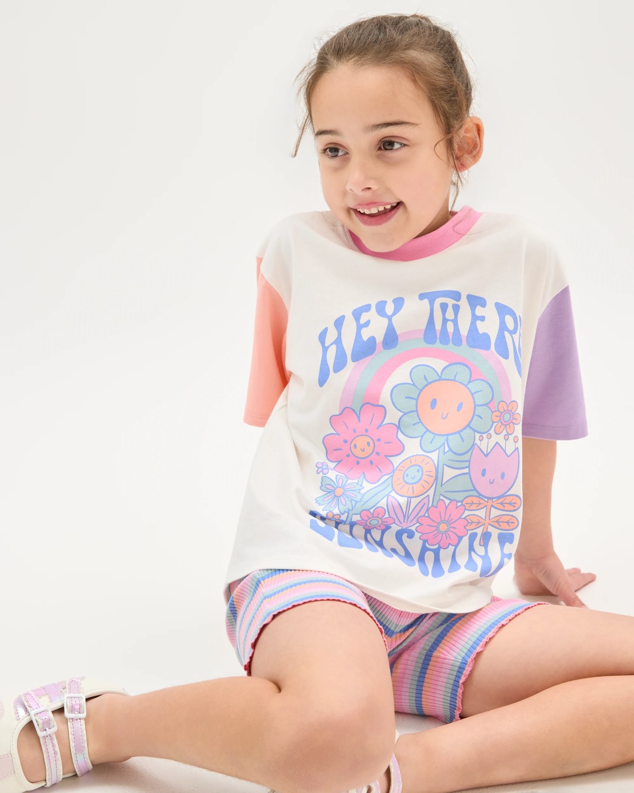 Australian Cotton Blend T-Shirt and Bike Shorts Set - Multi 3 of 5