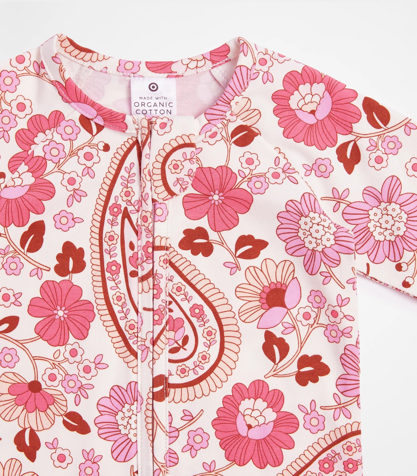 Baby Organic Cotton Zip Coverall - Paisley Floral | Target Australia
