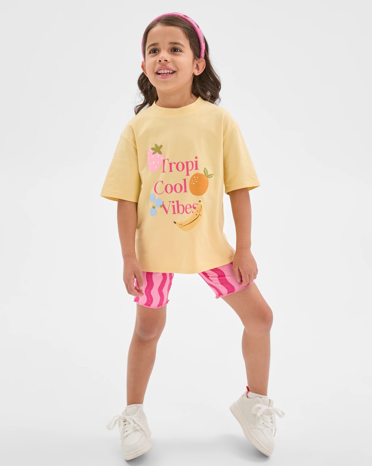 Australian Cotton Blend T-Shirt and Bike Shorts Set - Yellow Fruit 3 of 5