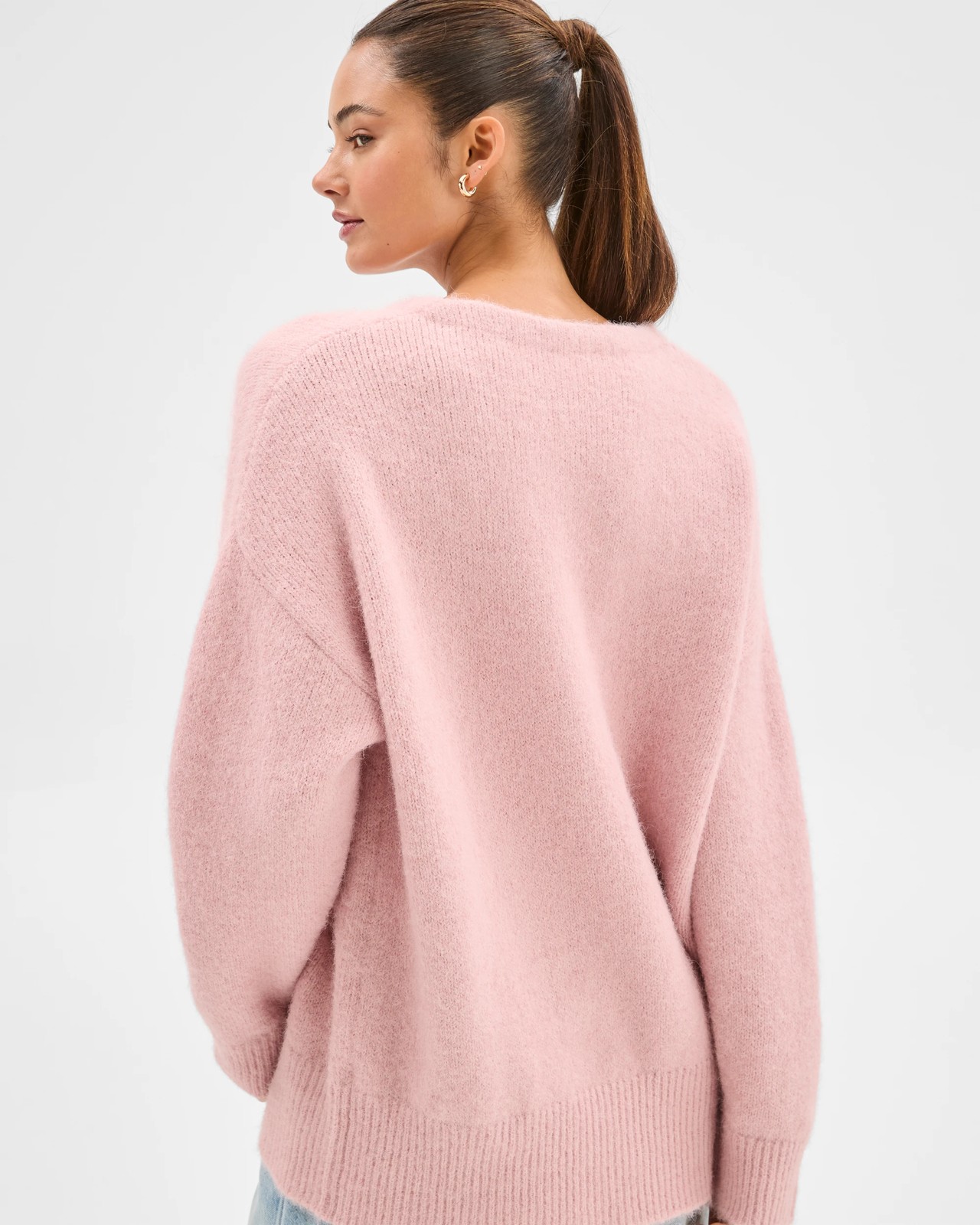 Lily Loves V-Neck Fluffy Knit Jumper - Dahlia Pink 6 of 6