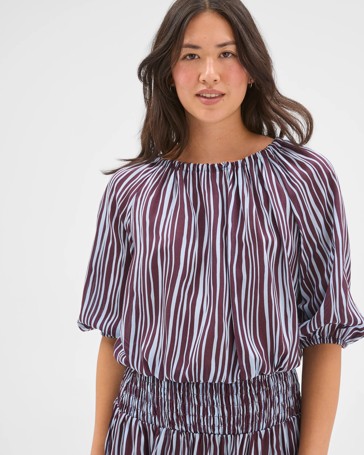 3/4 Sleeve Blouson Top