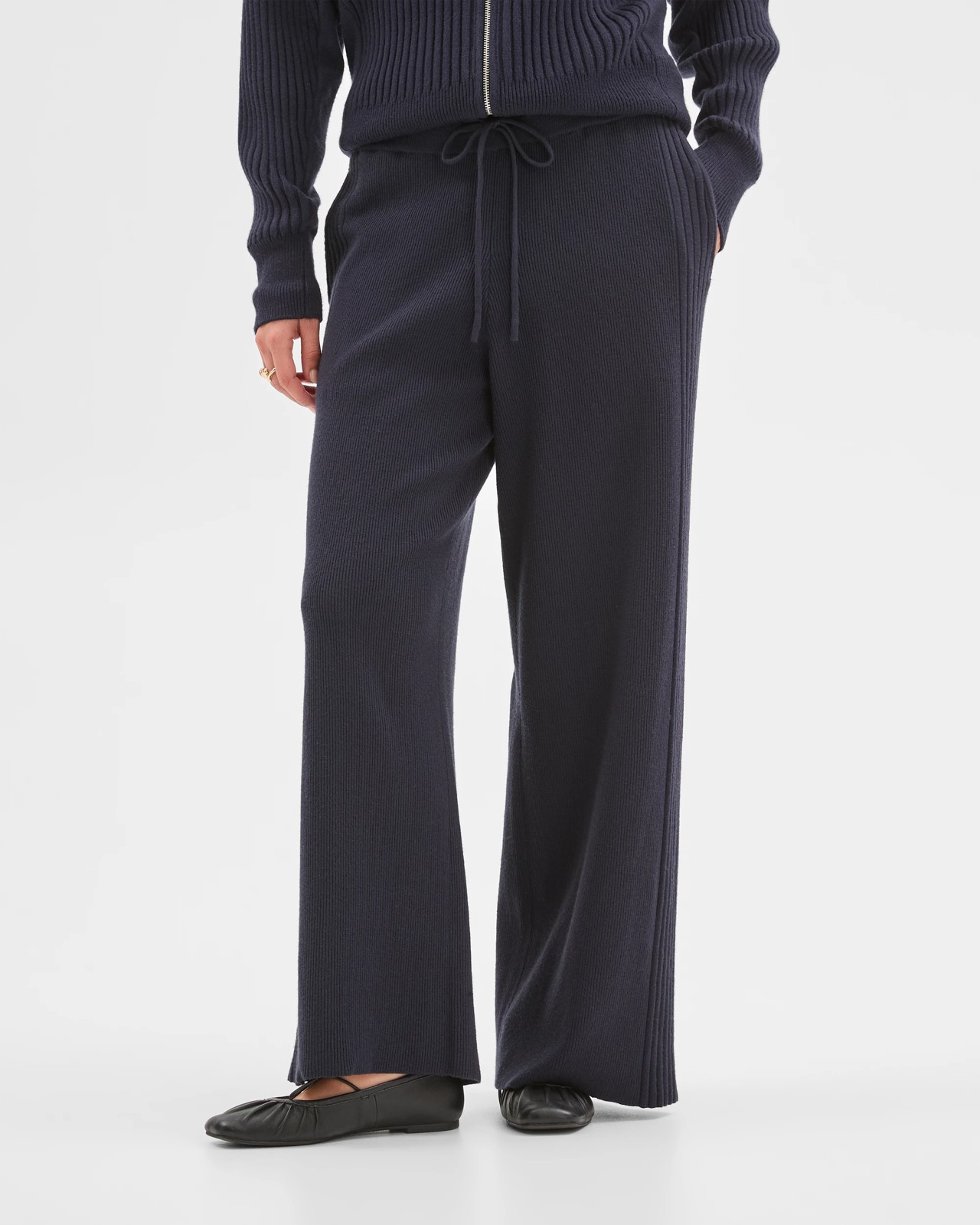 Clean Knit Rib Lounge Pants - Navy Marle 3 of 6
