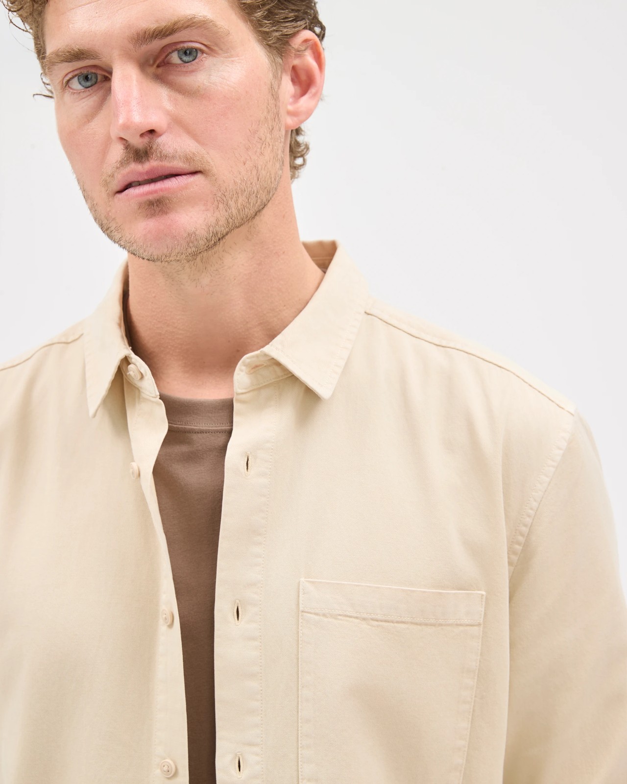 Long Sleeve Washed Shirt - Truffle 3 of 6