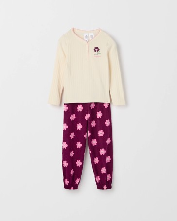 Australian Cotton Younger Girls Henley Top and Flannel Pants Pyjama Set