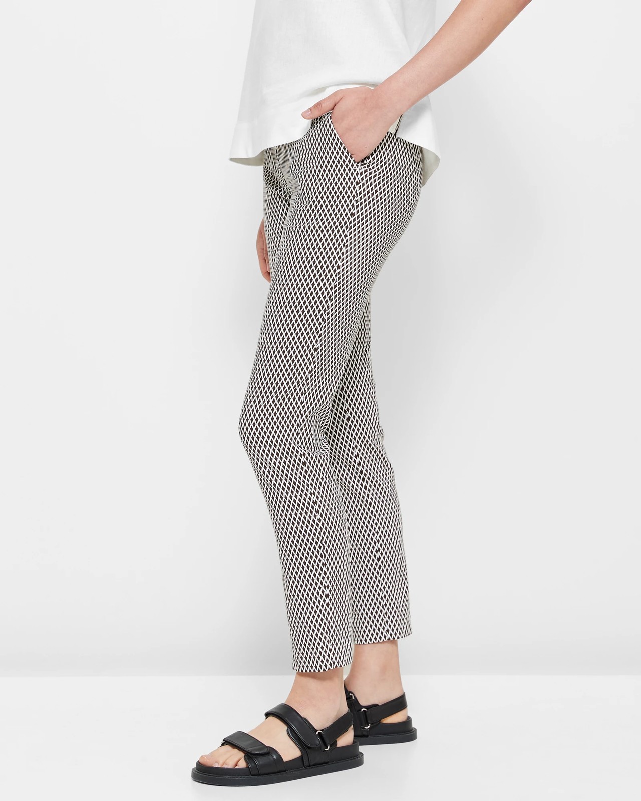 Stradivarius bengaline pants with buckle detail in black