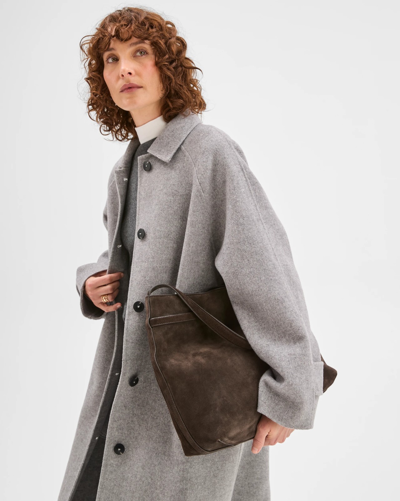 Preview Wool Blend Long Sleeve Collared Coat 3 of 5