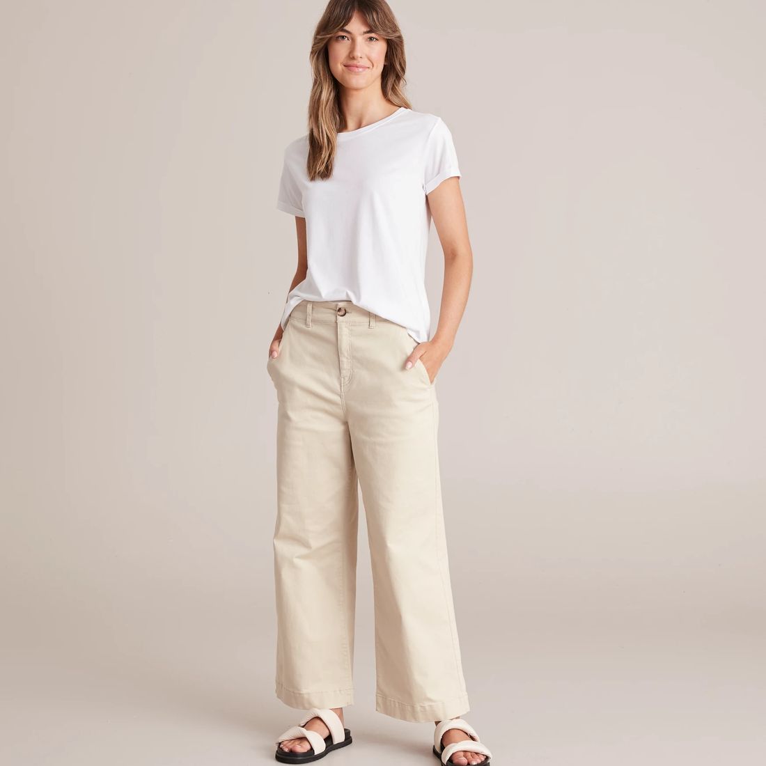 Wide Leg Stretch Twill Pants - Pumice Stone | Target Australia