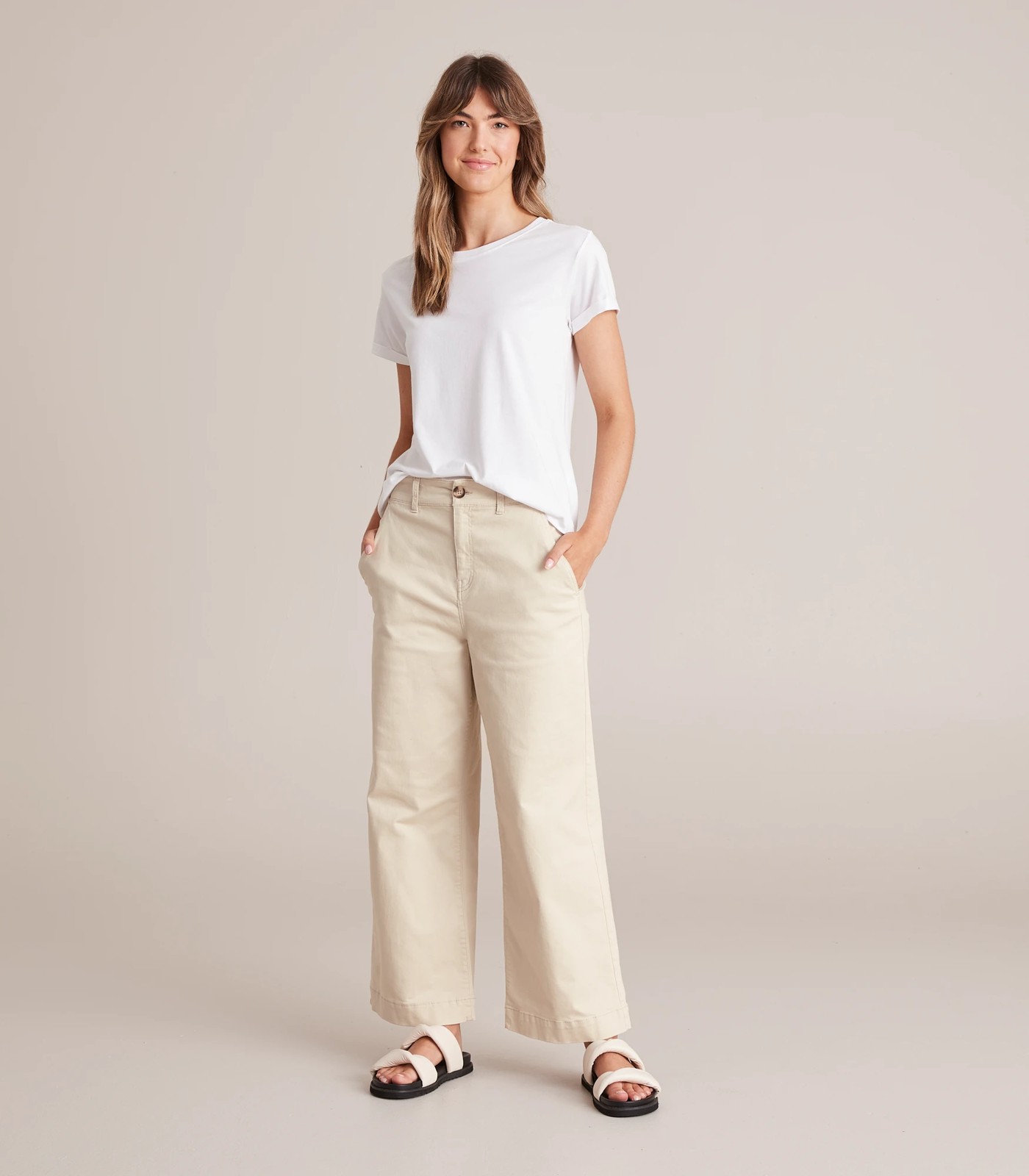 Wide Leg Stretch Twill Pants