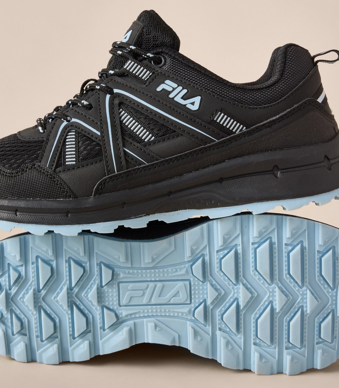 Fila shoes clearance black and blue