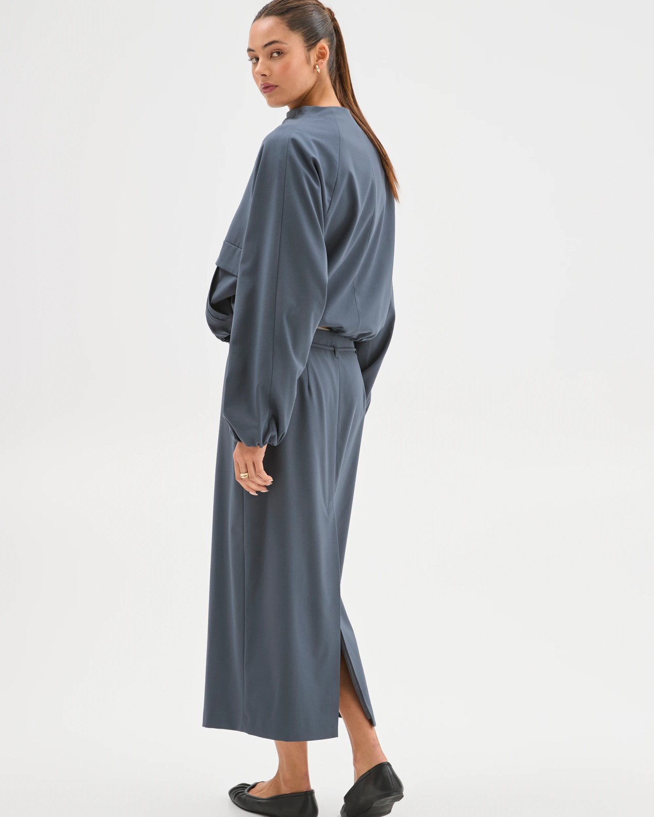 Lily Loves Column Midi Skirt - Steel Grey 5 of 6