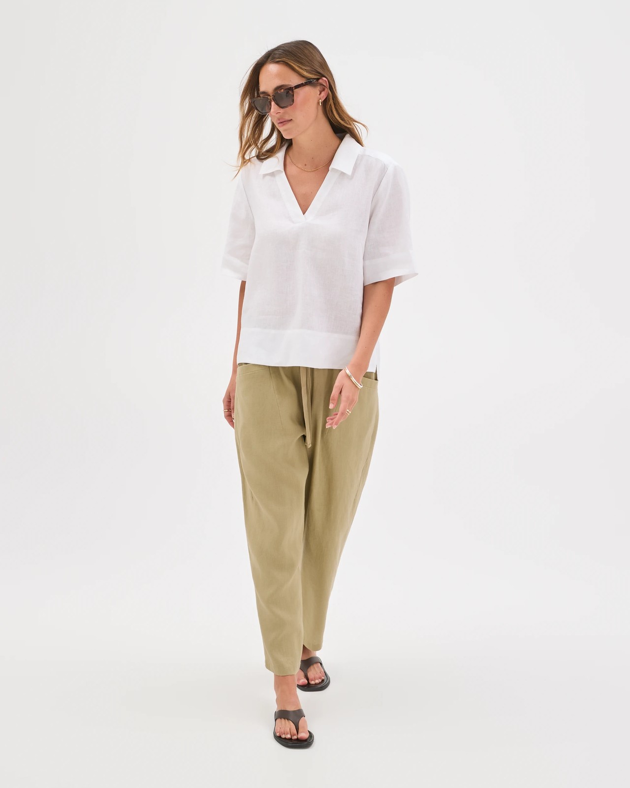 European Linen Tapered Pants - Crushed Leaf 2 of 6