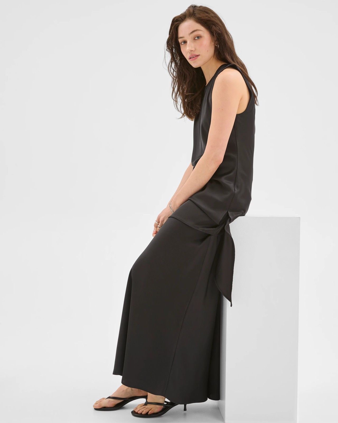 Lily Loves Layered Satin Maxi Skirt - Black 2 of 6