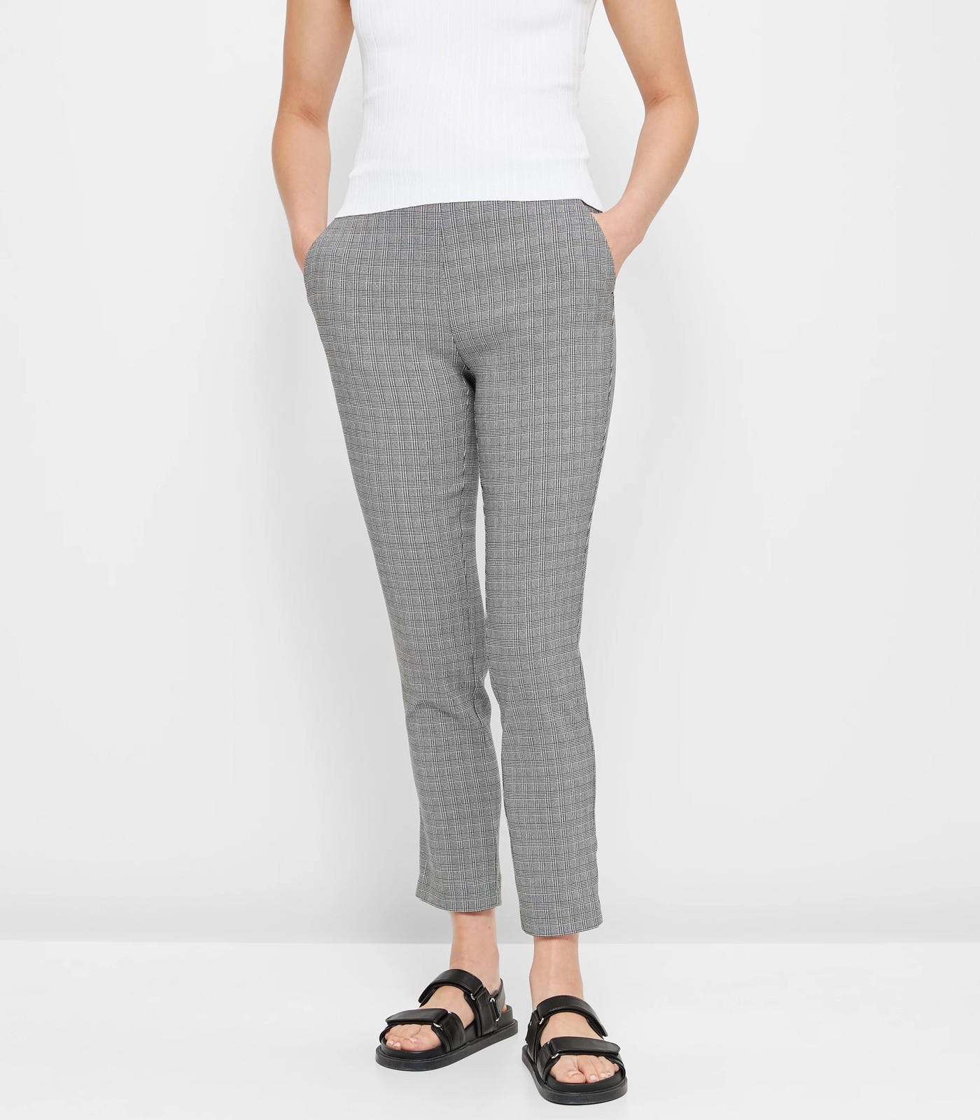 Ankle Length Bengaline Pants - Preview - Monochrome Check