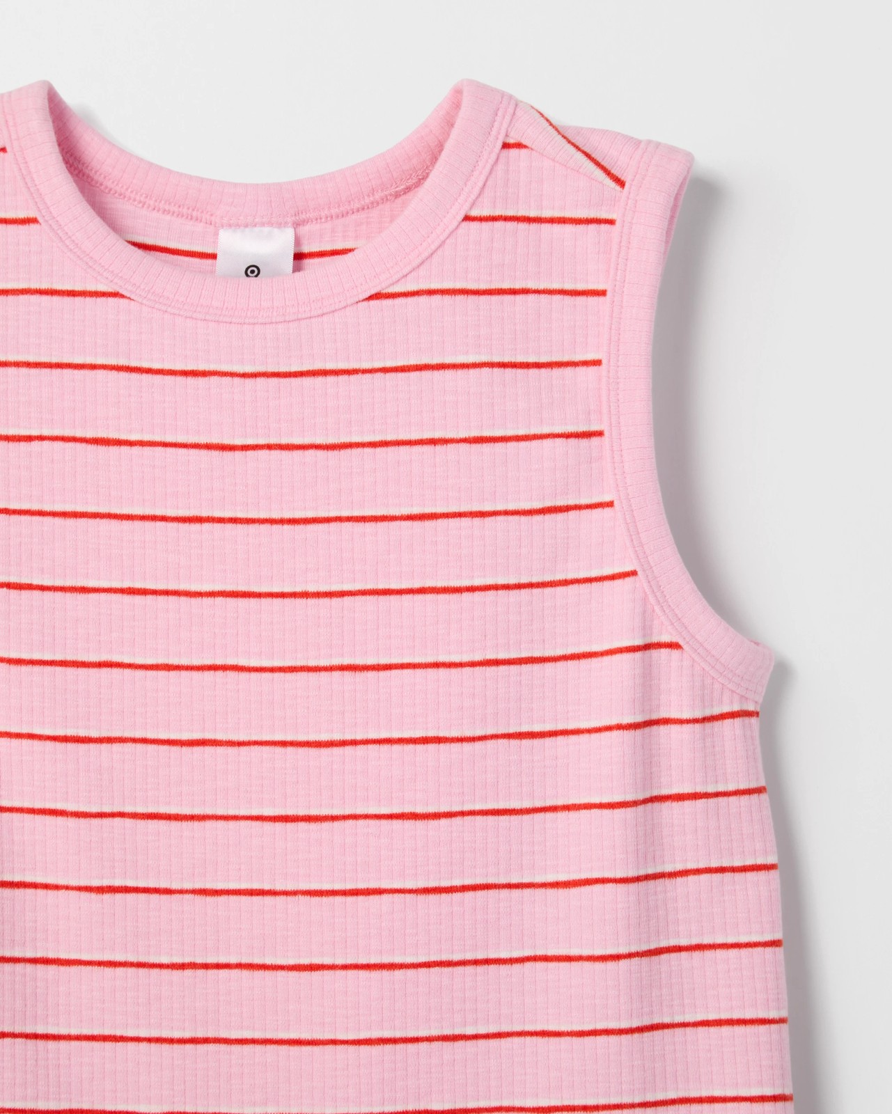 Essential Sleeveless Relaxed Rib Tank Top - Stripe Pink 6 of 6