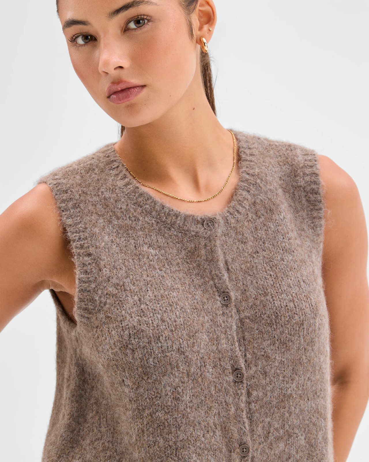 Lily Loves Fluffy Knit Vest - Cedar Marle 5 of 6