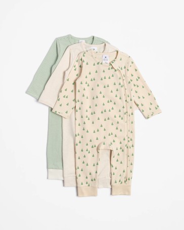 Baby Organic Cotton Coveralls 3 Pack - Pears