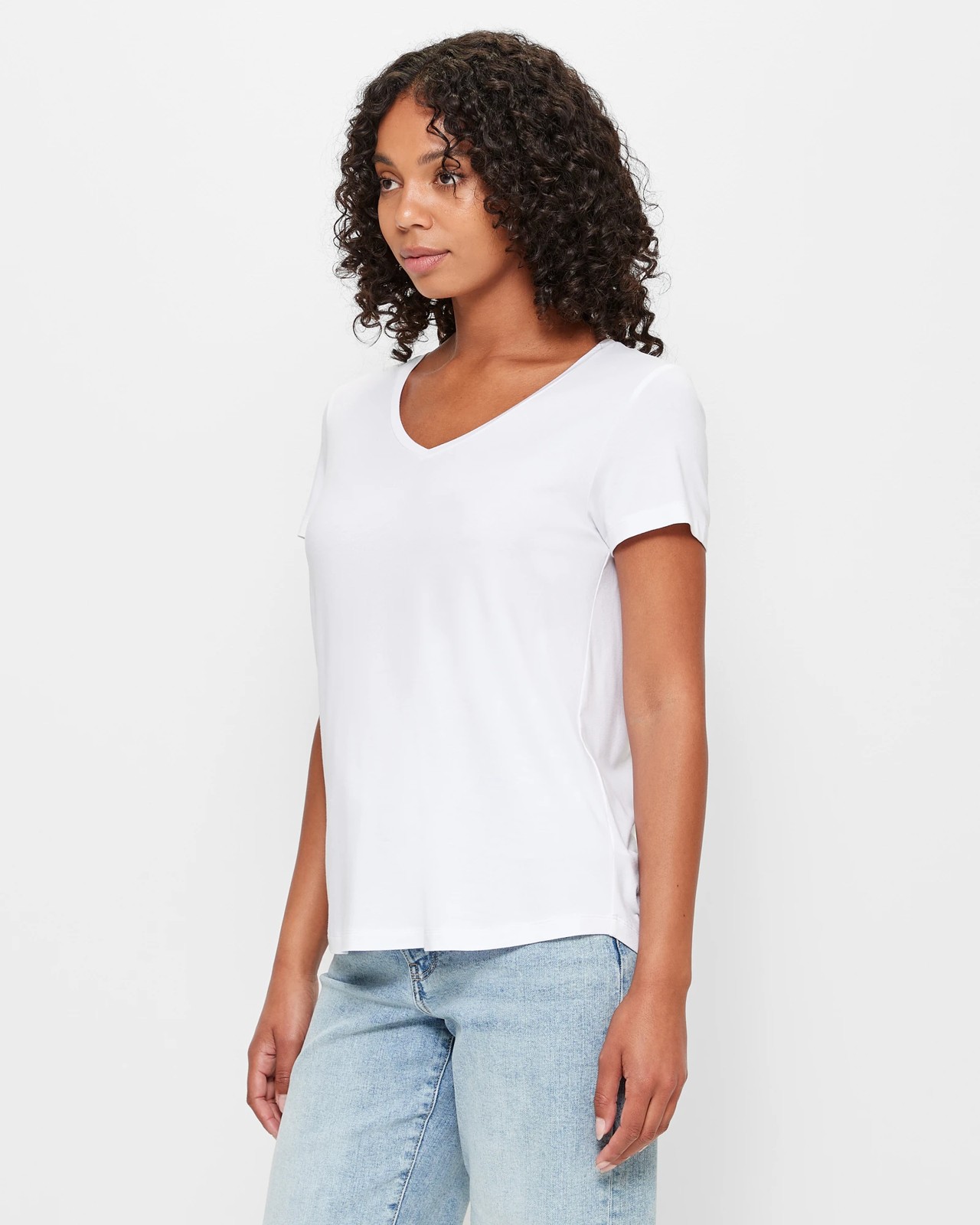 Super Fine Jersey Fitted V Neck Tee, V Neck Jersey Shirt