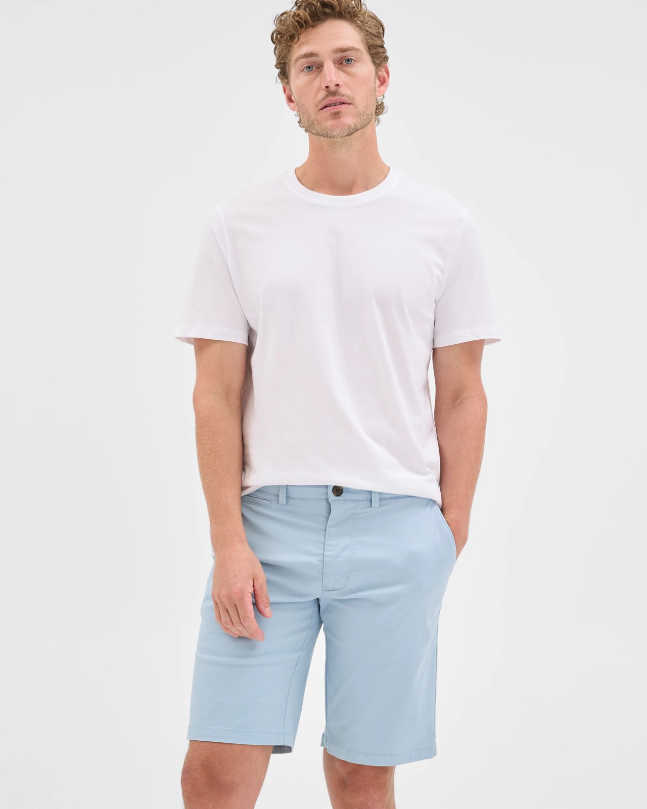 Australian Cotton Regular Stretch Chino Shorts - Blue Fog 3 of 6