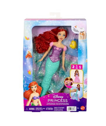 Disney Princess Ariel Human to Mermaid Transforming Fashion Doll with Flounder & 2 Accessories