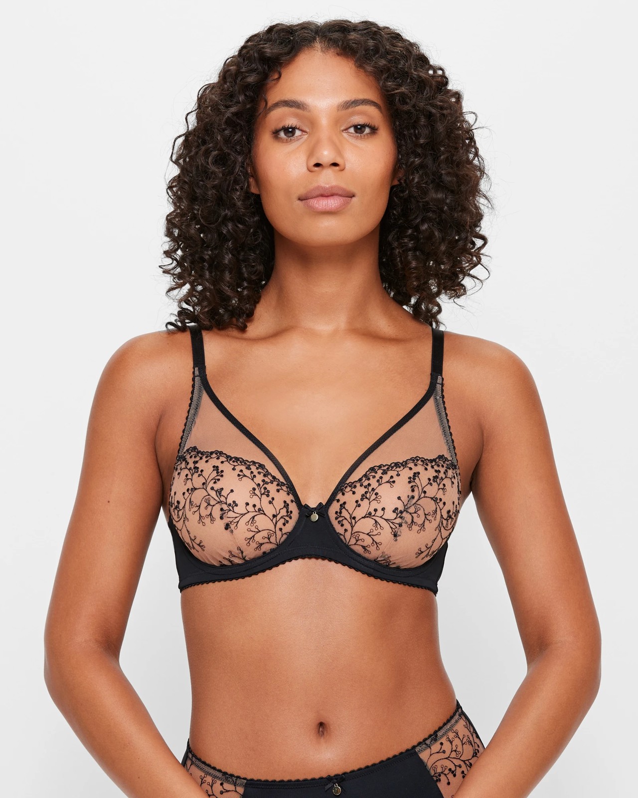 Shop Embroidered Plunge Bra with Adjustable Spaghetti Straps