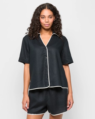 European Linen Binding Shirt
