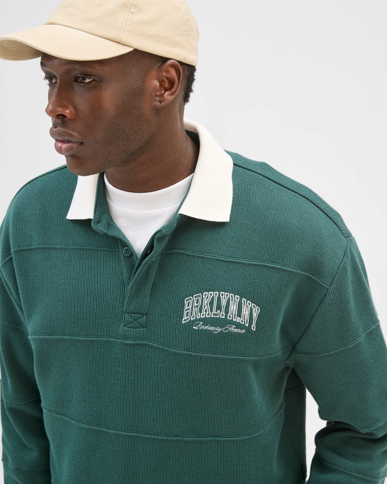 Commons Australian Cotton Blend Fleece Rugby Top - Forest Green 3 of 6