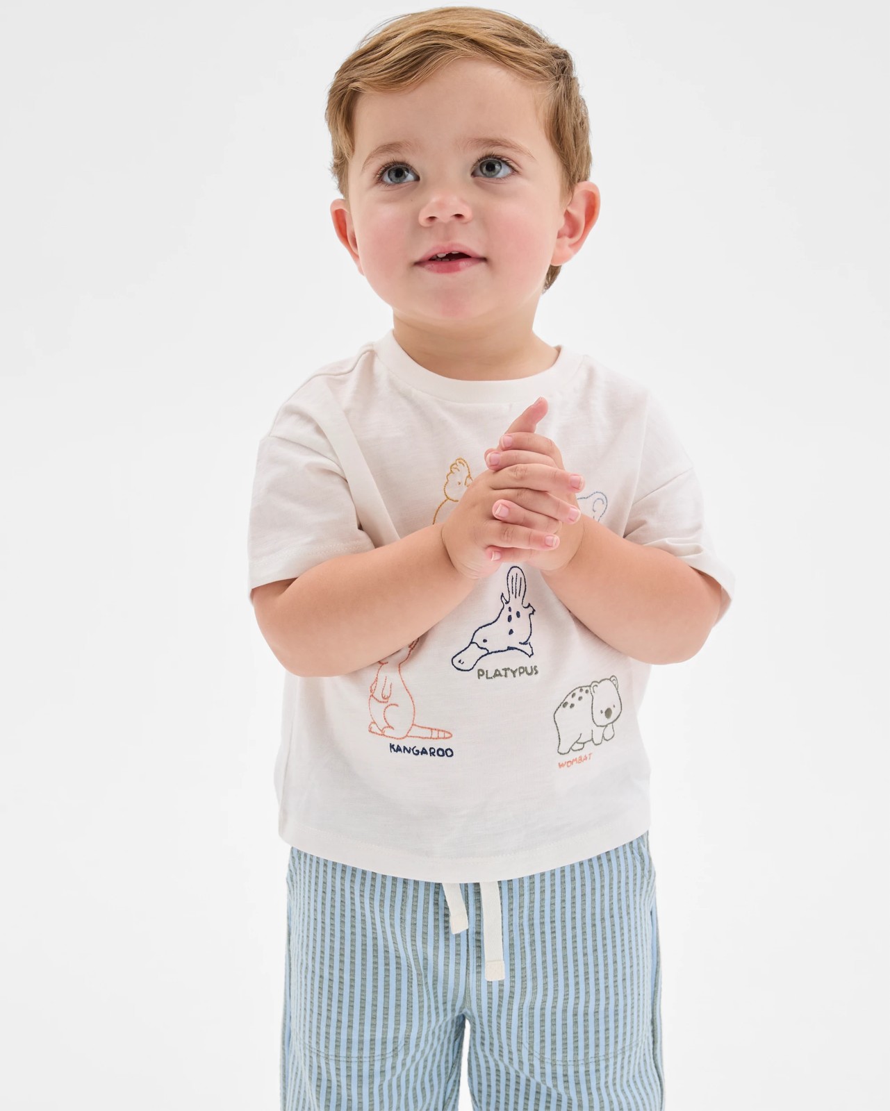 Baby Organic Cotton Embroidered T-Shirt and Trackpants Set - Cloud Dancer Australiana 2 of 5