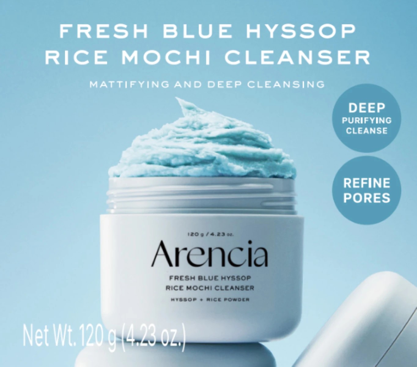 Arencia Fresh Blue Hyssop Rice Mochi Cleanser 120g 3 of 4