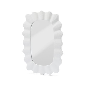 Textured Wave Mirror, White - Anko
