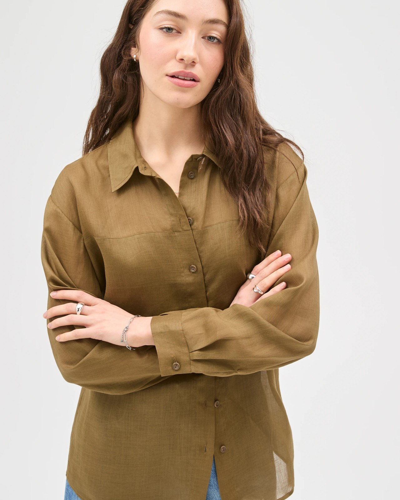 Lily Loves Sheer Shirt - Deep Moss 4 of 6