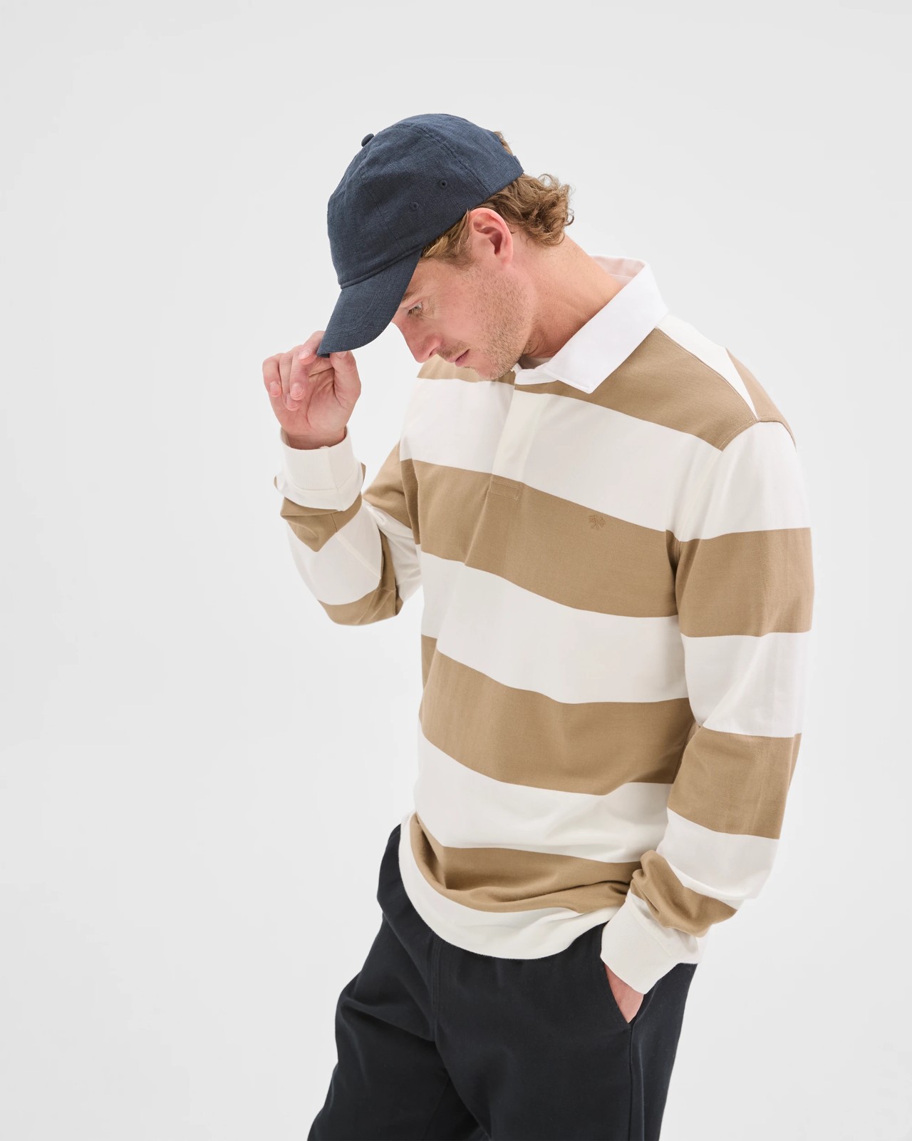 Australian Cotton Long Sleeve Rugby Stripe Polo Top 3 of 6