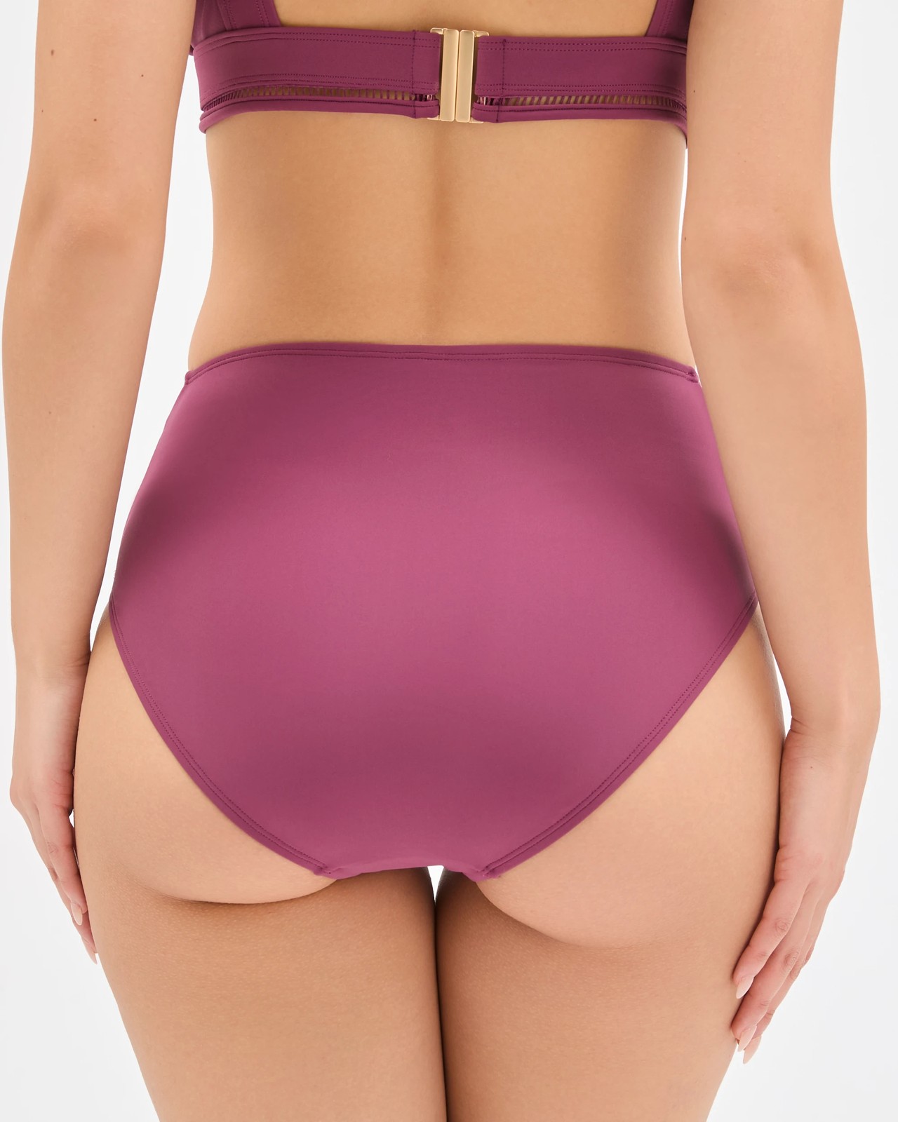 Shape Your Body Resort Ladder Trim High Waisted Matte Micro Swim Bikini Bottoms - Fig 6 of 6