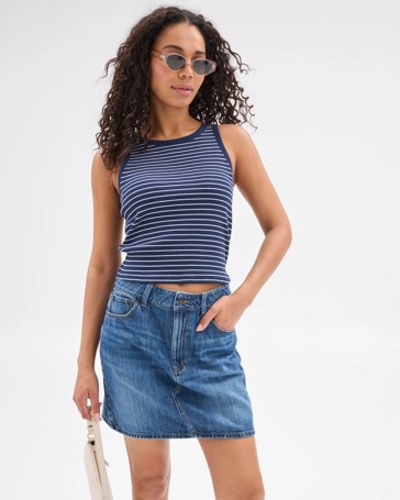 Australian Cotton Ribbed Tank Top with Shelf Bra