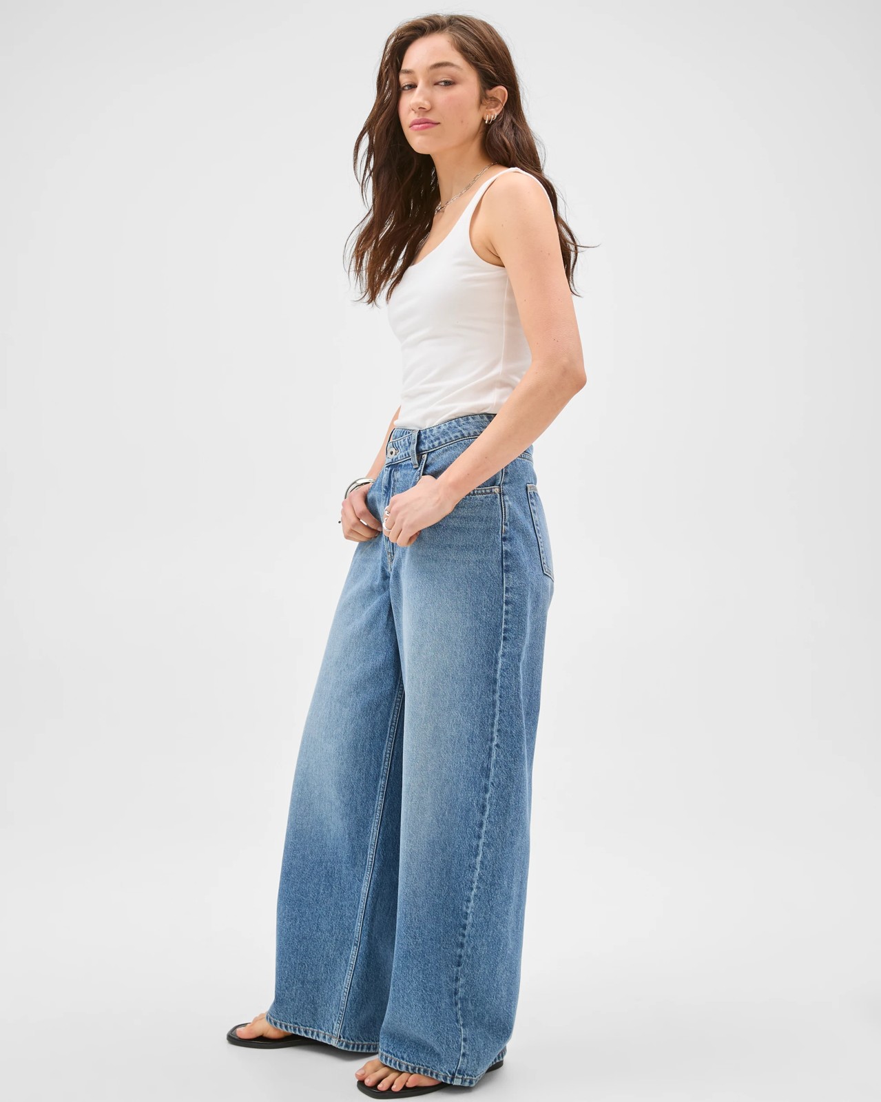 Lily Loves Cross Over Curve Leg Denim Jeans 2 of 5