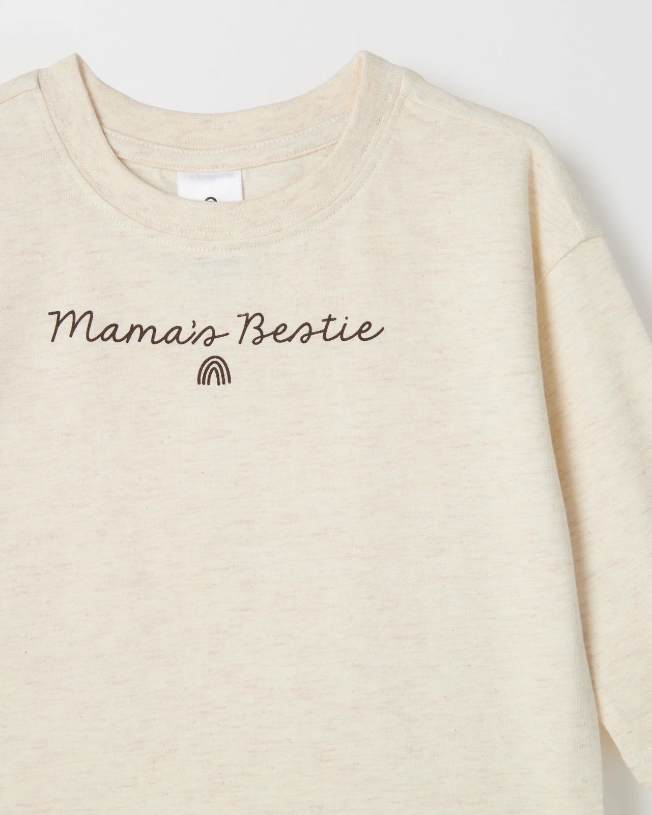 Baby Organic Cotton Long Sleeve Print T-Shirt - Mamas Bestie Oatmeal 2 of 2