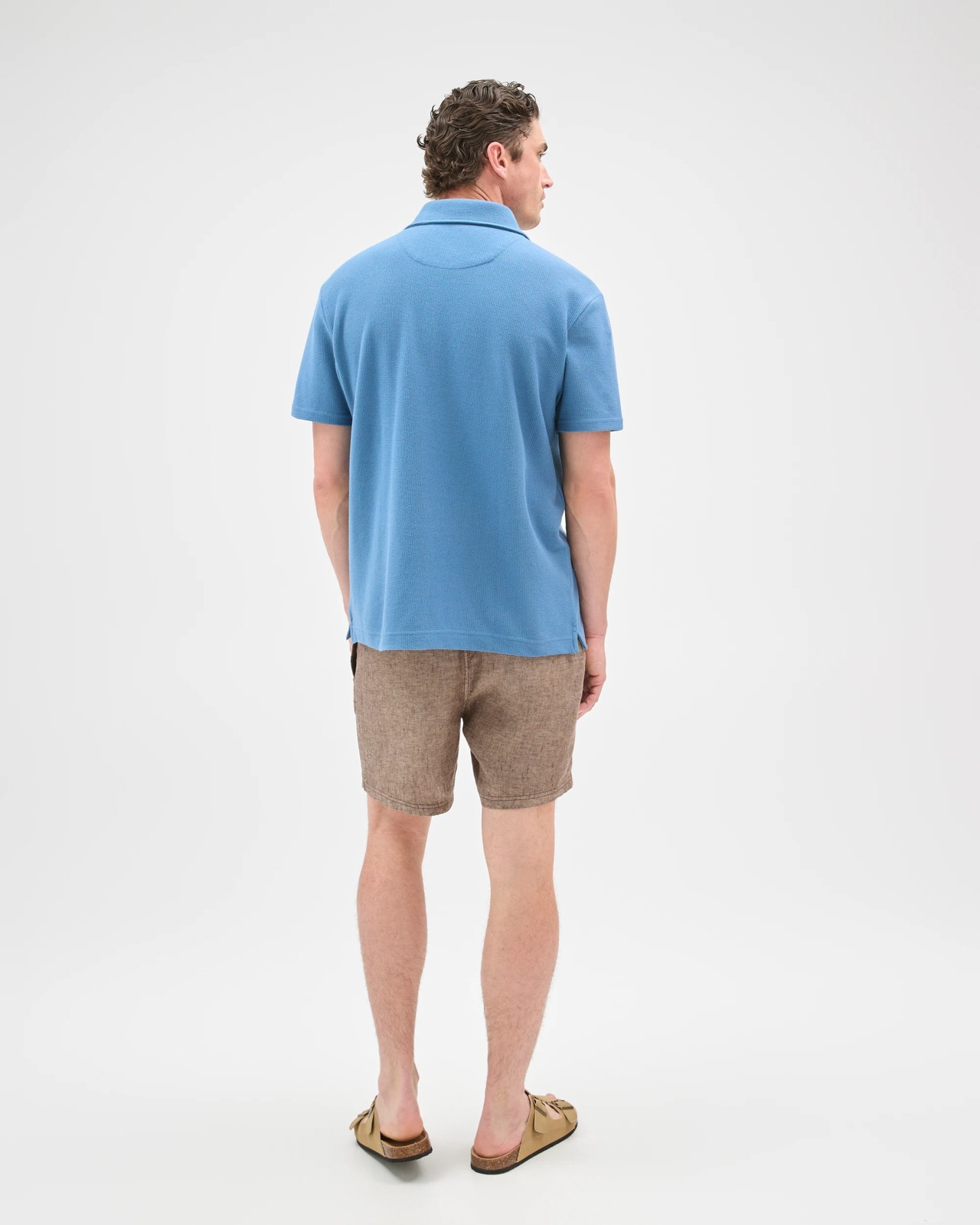Australian Cotton Textured Polo Top - Copen Blue 6 of 6
