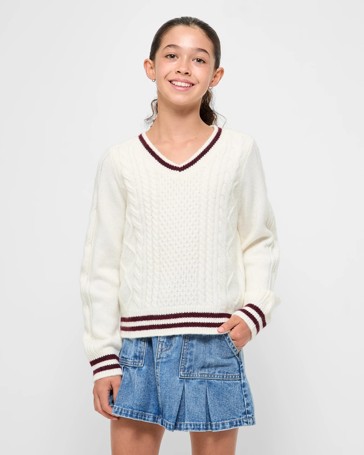V Neck Cable Knit Jumper